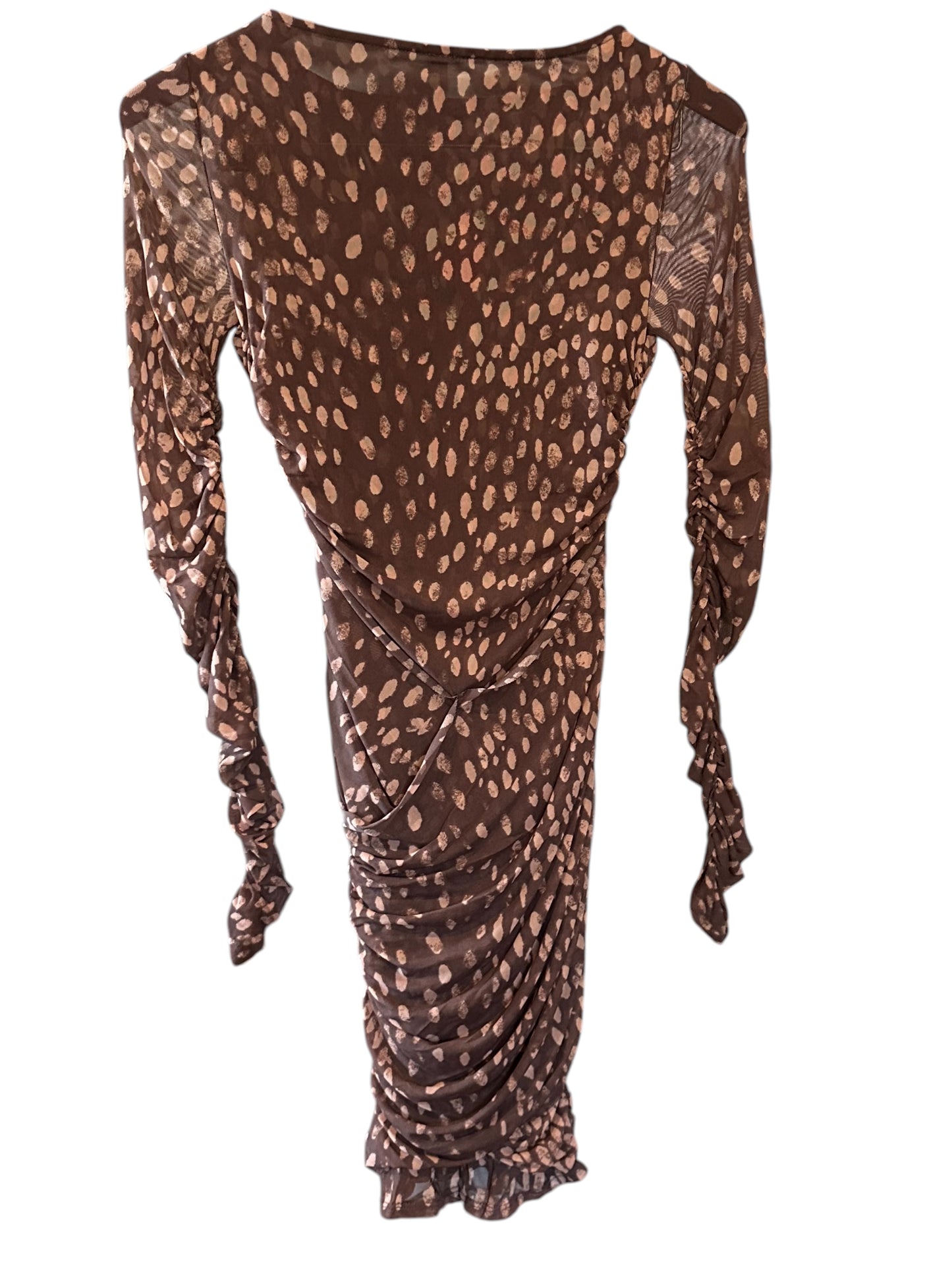 Free People Katana Bodycon Mini Dress Brown Print Combo - Size XS - RRP 118