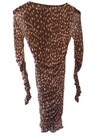 Free People Katana Bodycon Mini Dress Brown Print Combo - Size XS - RRP 118