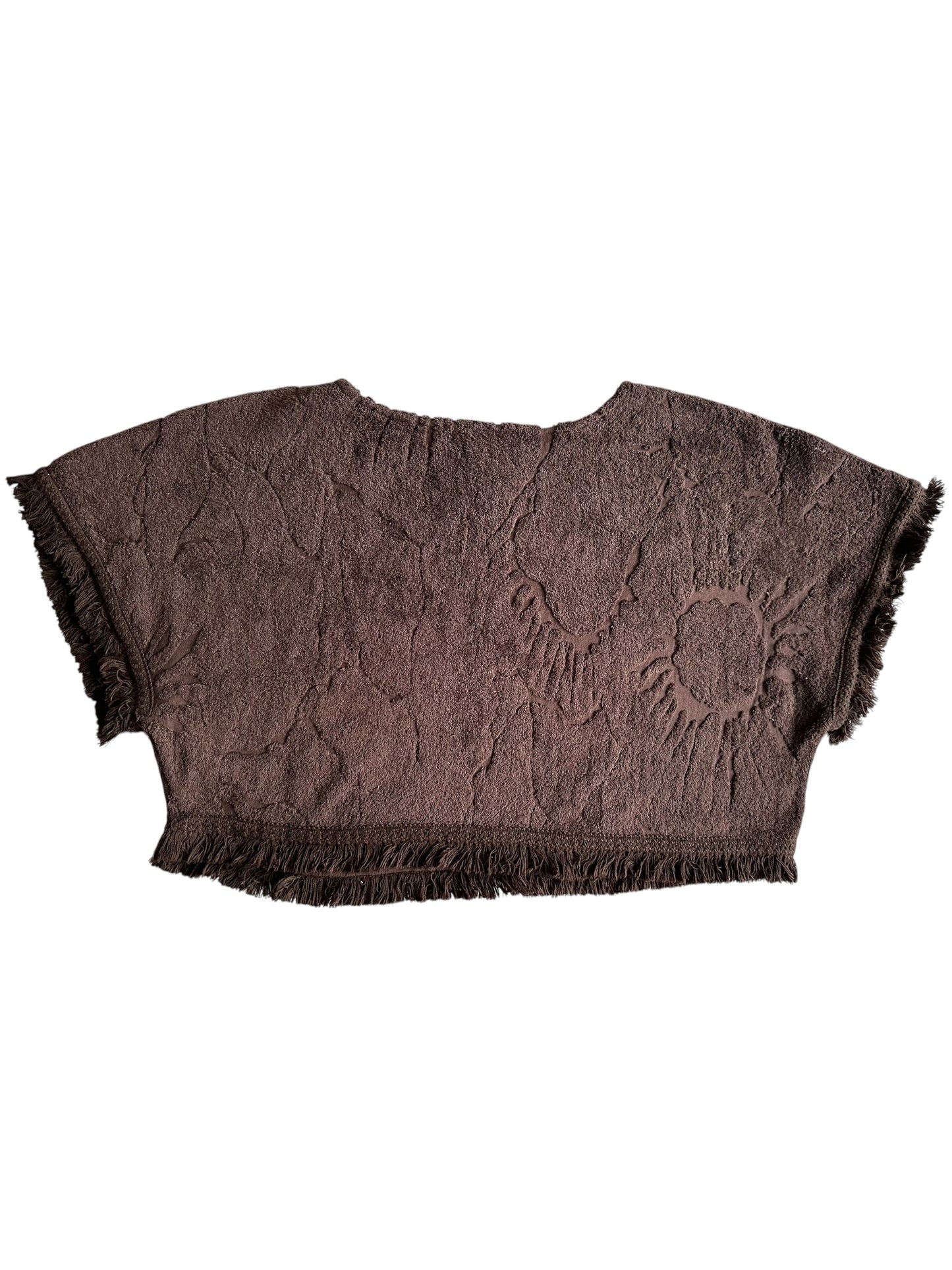 Anthropologie Brown Cropped Ollari Terry Textured Towelling Poncho Top - One Size (uk 8/10) RRP 82