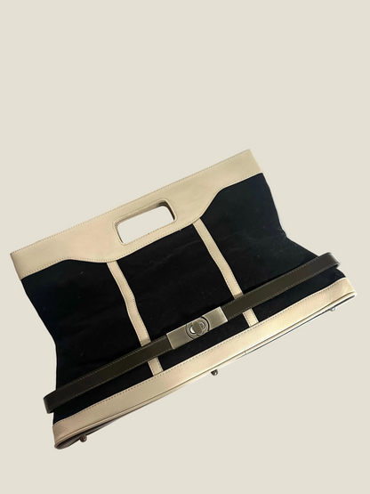 Bcbgmaxazara 2 Way Clutch Handbag - Black / Beige / Silver