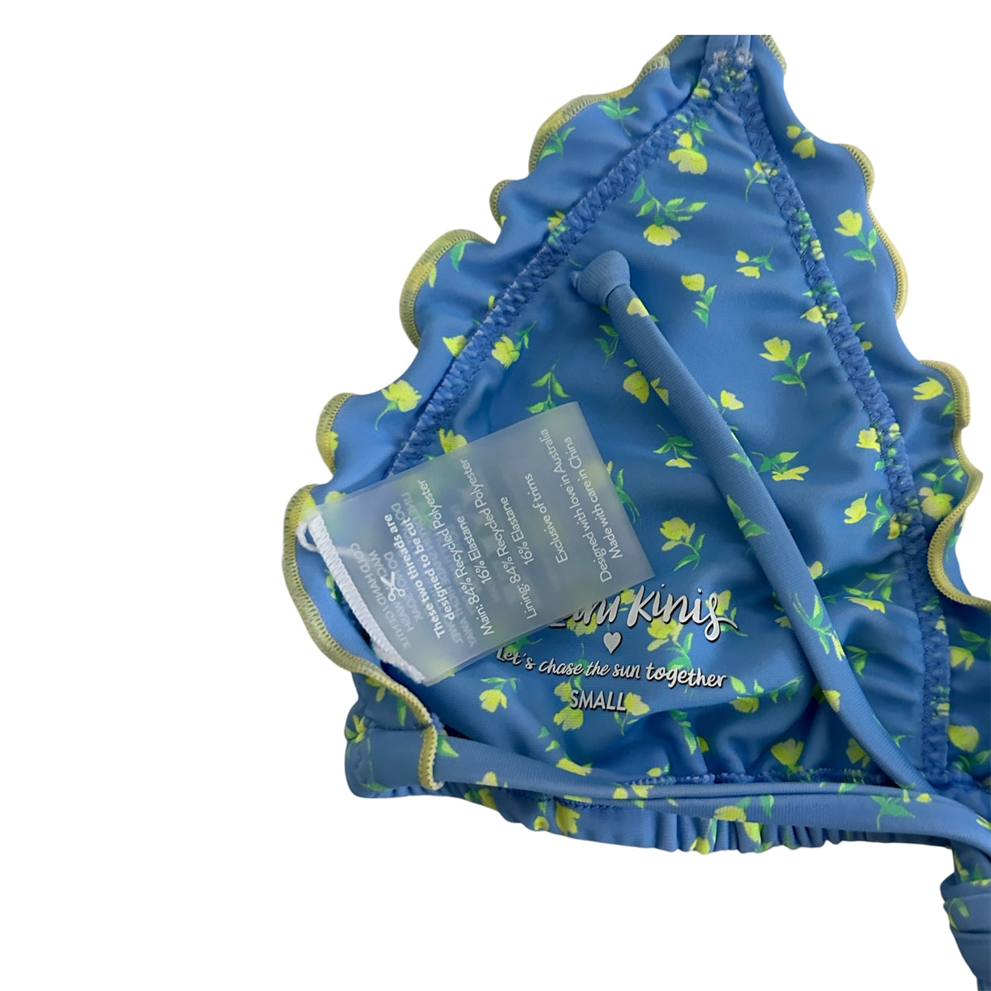 Kulani Kinis Blue Yellow Halter Triangle Bikini Top - Size Small
