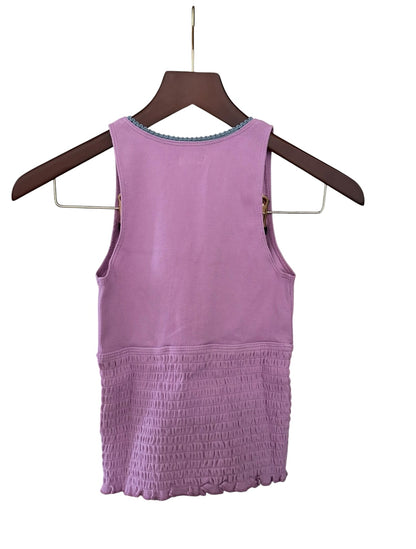Urban Outfitters KB Verity Shirred Vest Top - Lilac Pink Blue Trim Size XS - RRP 29