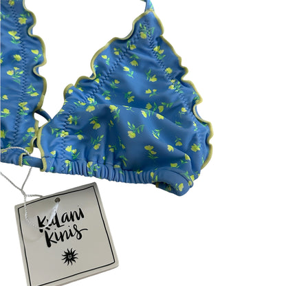Kulani Kinis Blue Yellow Halter Triangle Bikini Top - Size Small