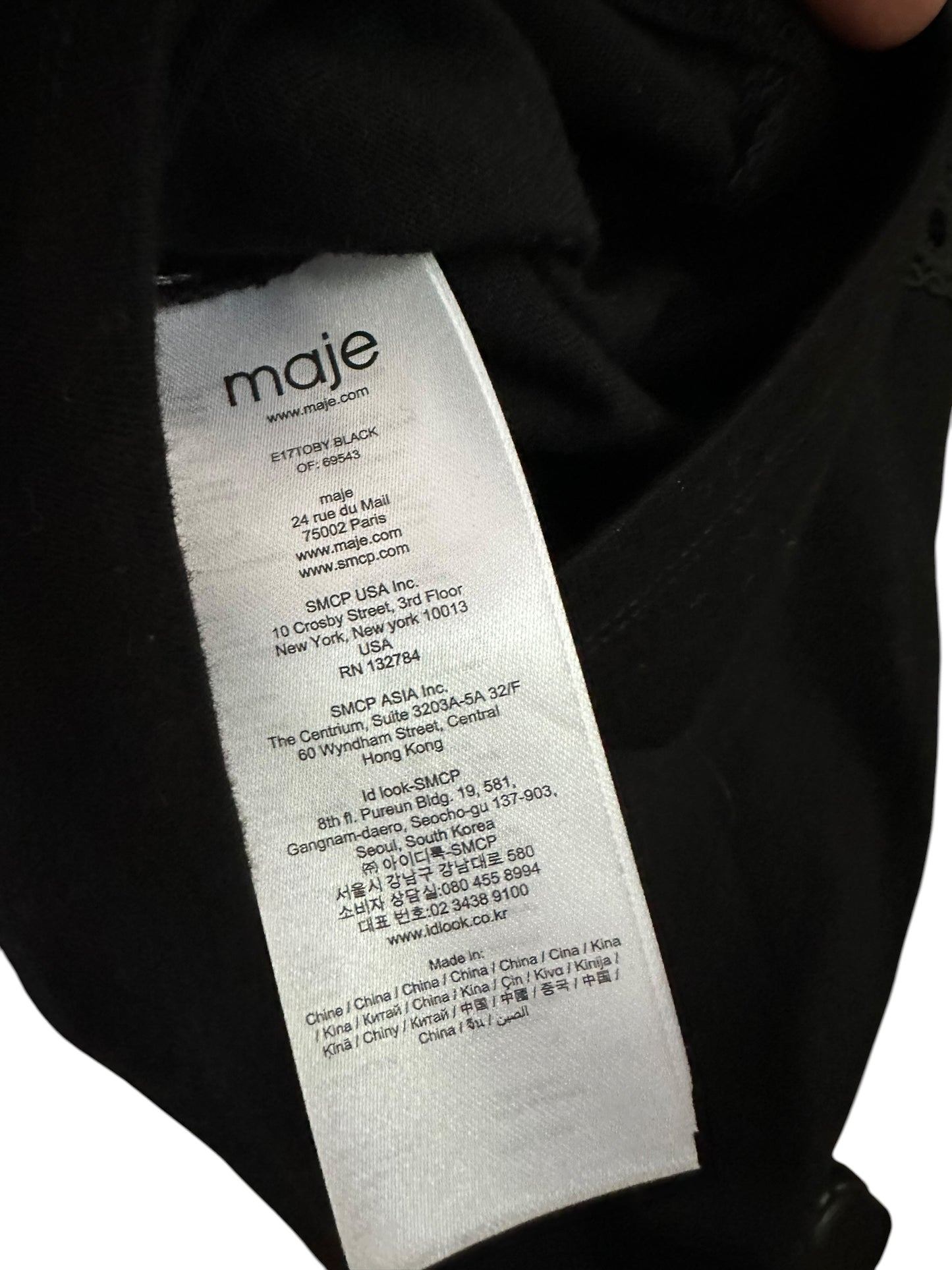 Maje Copper Eyelet & Lace Insert Top in Black Cotton - Size 3 UK 12