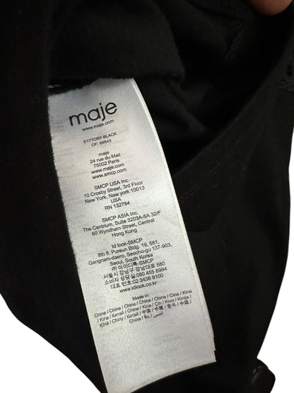 Maje Copper Eyelet & Lace Insert Top in Black Cotton - Size 3 UK 12