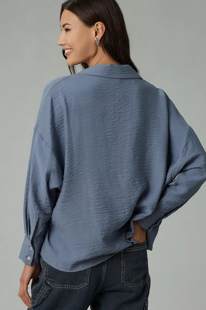 Anthropologie The Dylon Long-Sleeve Wide-Placket Top Blouse - Size XL