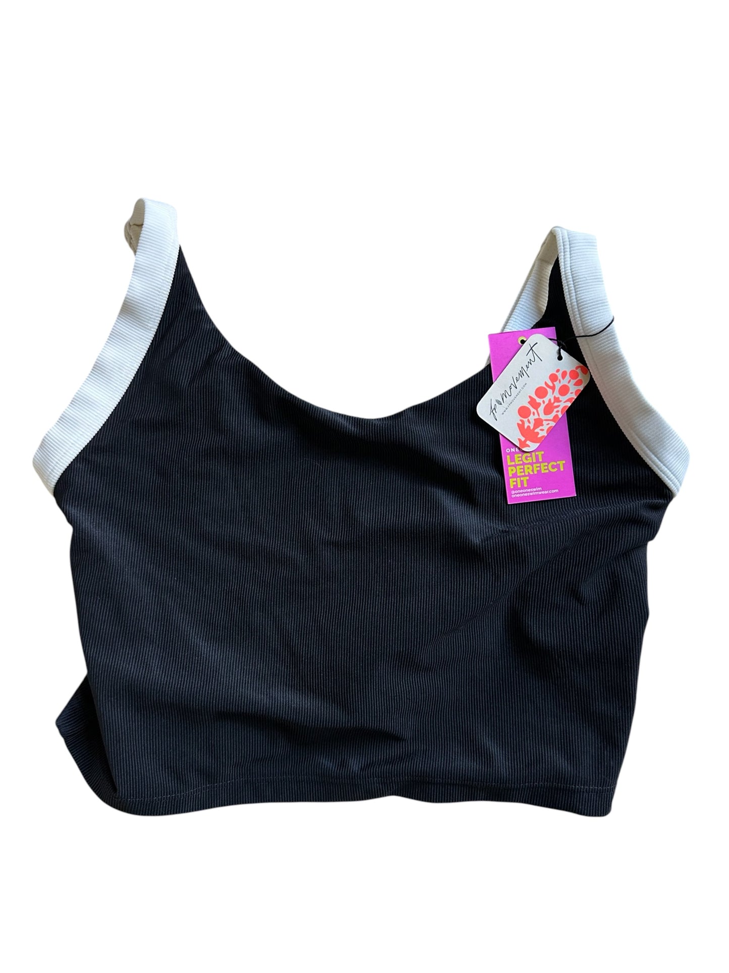Free People X One One Black White Contract Bikini Top - Size XL UK 14