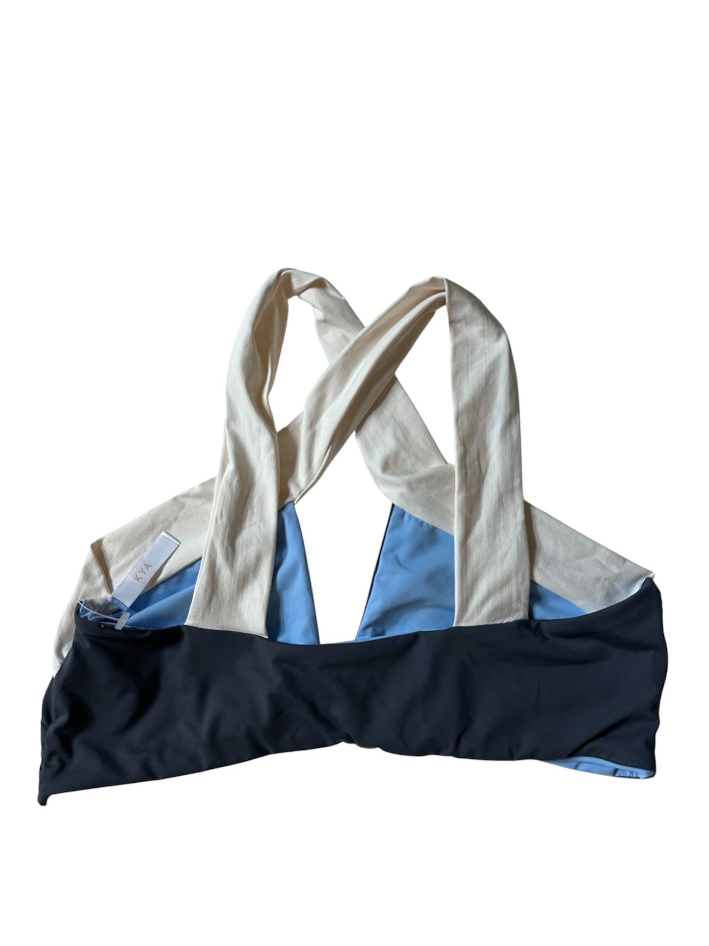 Free People Kya Reversible Coco Bikini Top White Blue - Size XL (L) Dark Grey Blue White
