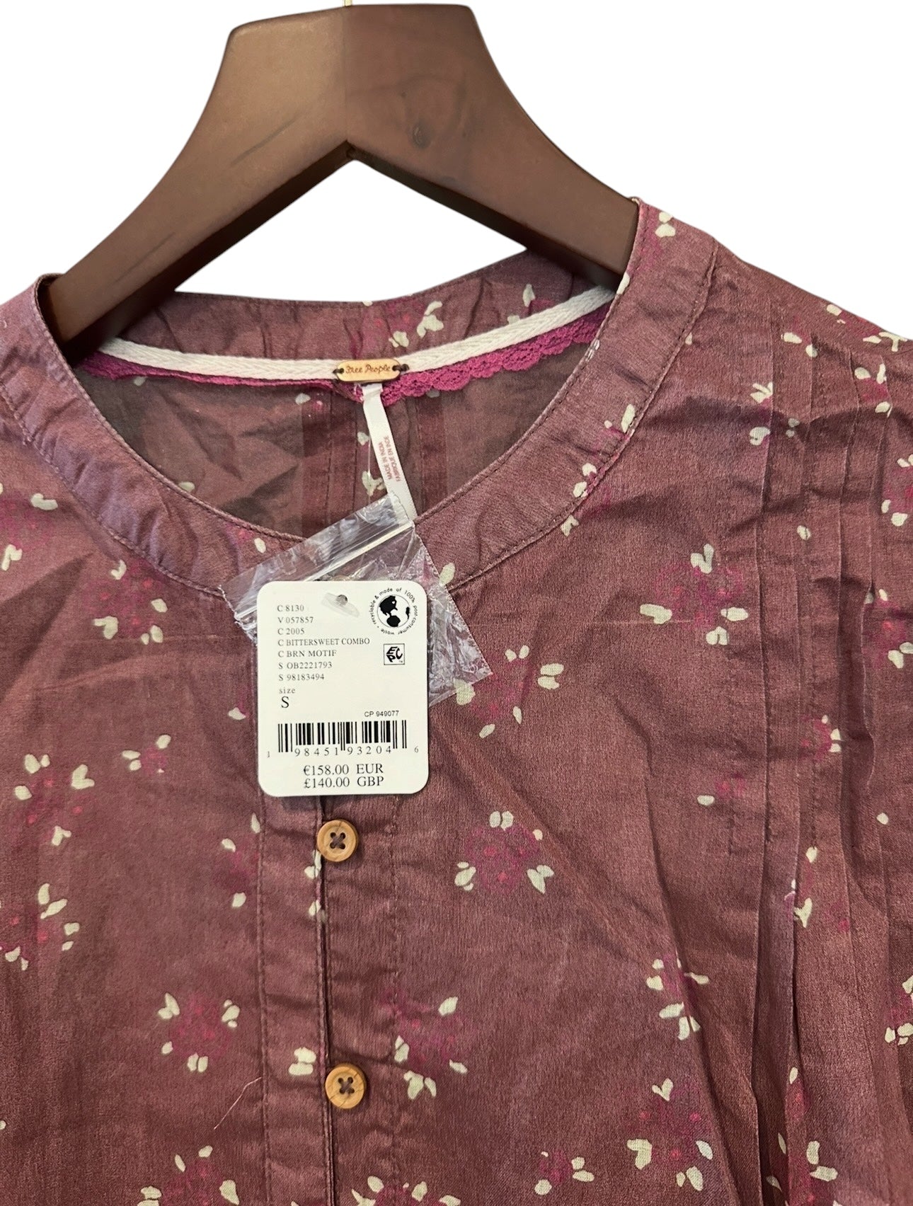 Free People Bella Mae Midi Dress - Brown - Size S - RRP 140