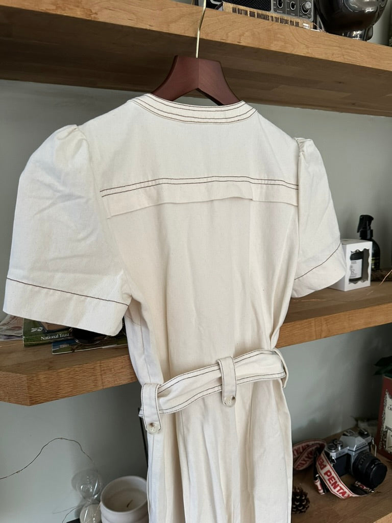 Whistles Alana Denim Jumpsuit, Ivory - EU 34 UK 6 RRP 149