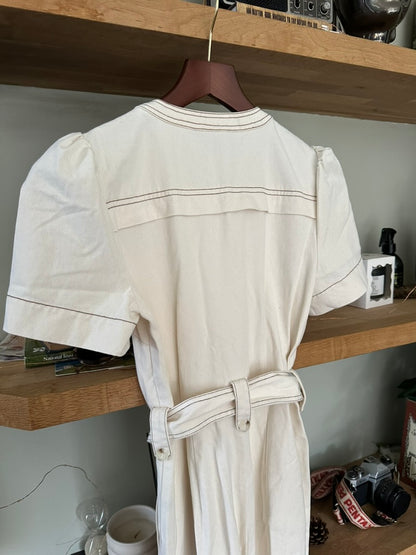 Whistles Alana Denim Jumpsuit, Ivory - EU 34 UK 6 RRP 149