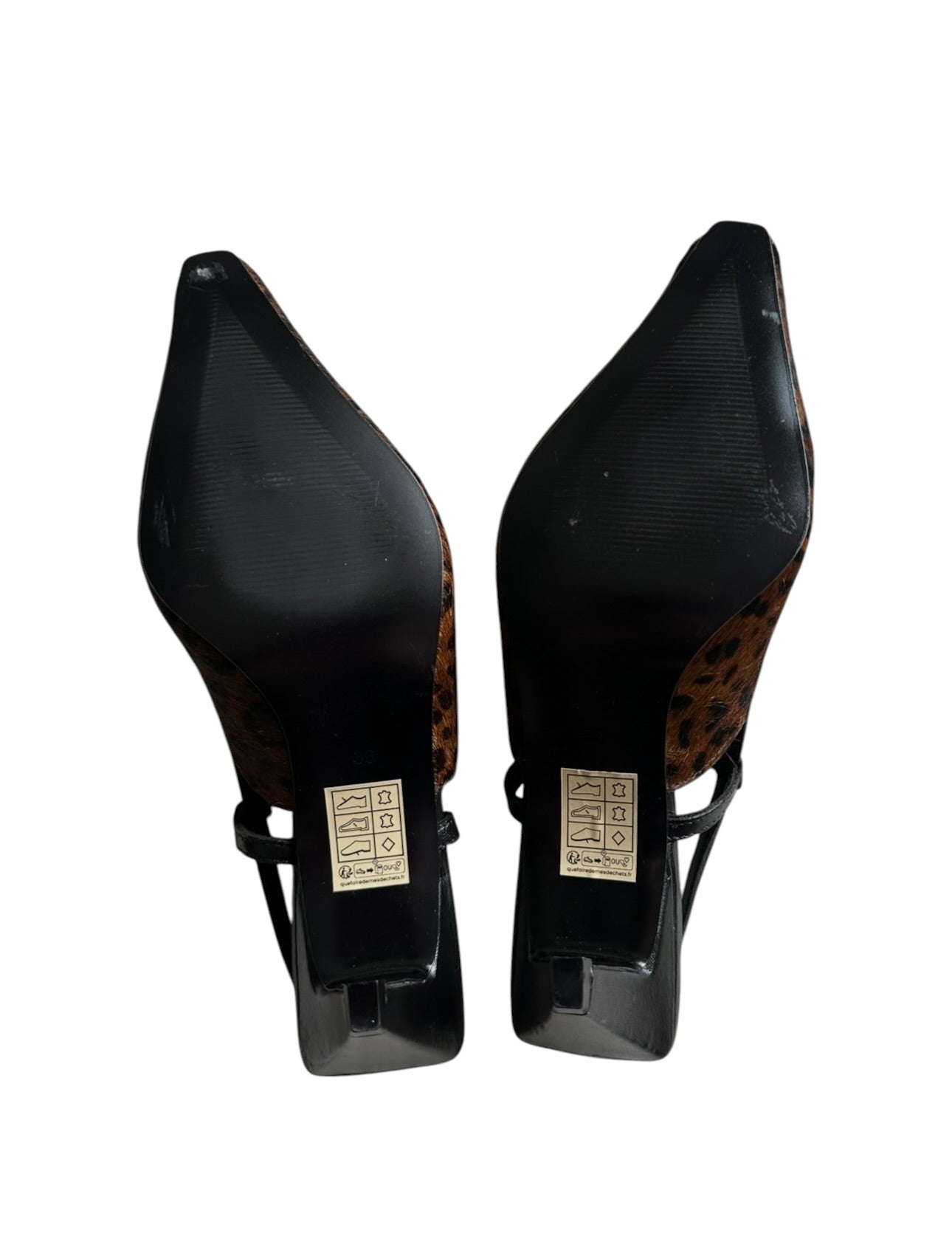 Anthropologie Pointed Toe Animal Print Leopard Kitten Heel Slingback Size 36 UK 3