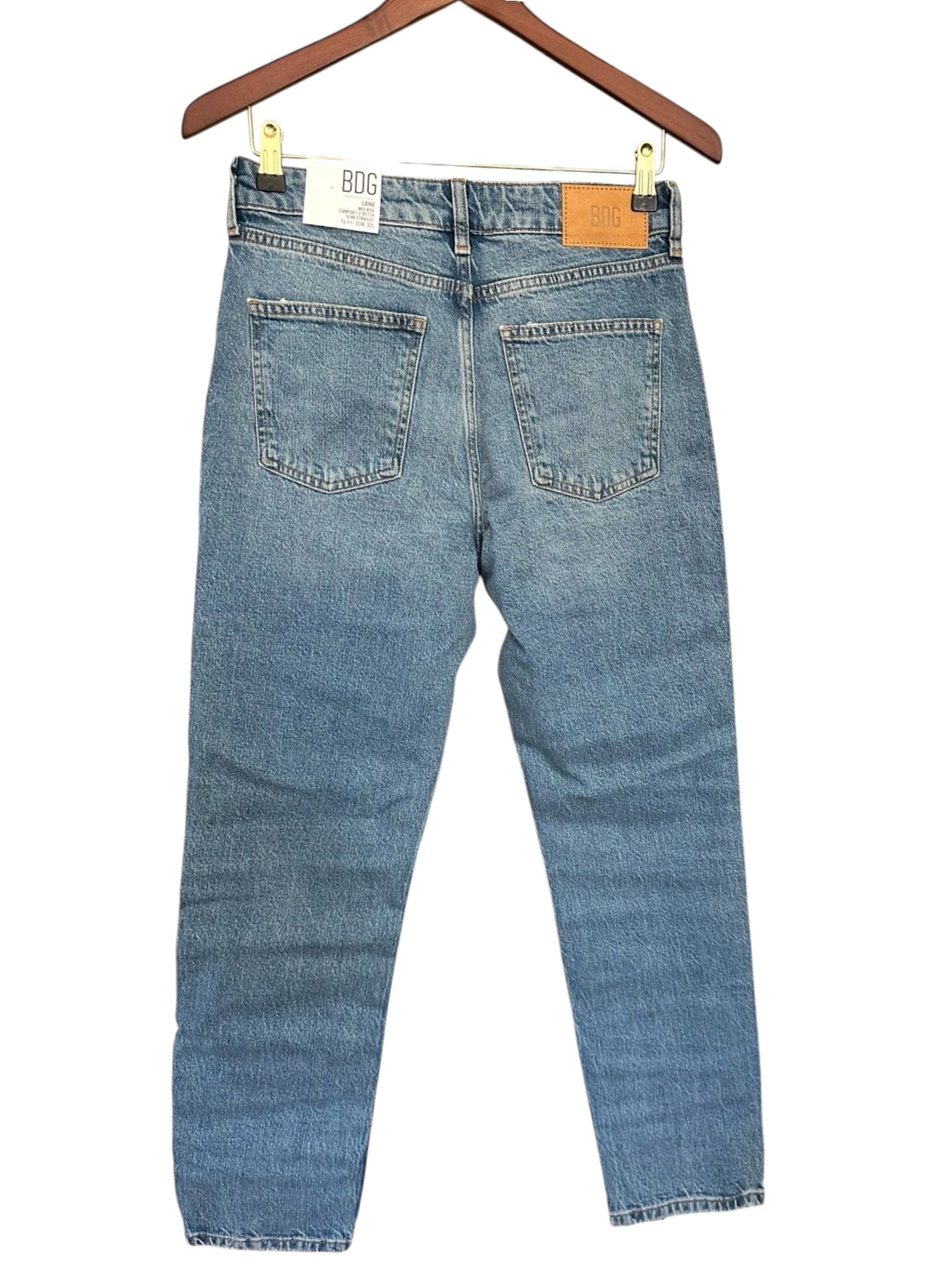 Urban Outfitters Laine Mid Rise Blue Comfort Stretch Slim Straight 30W 32L