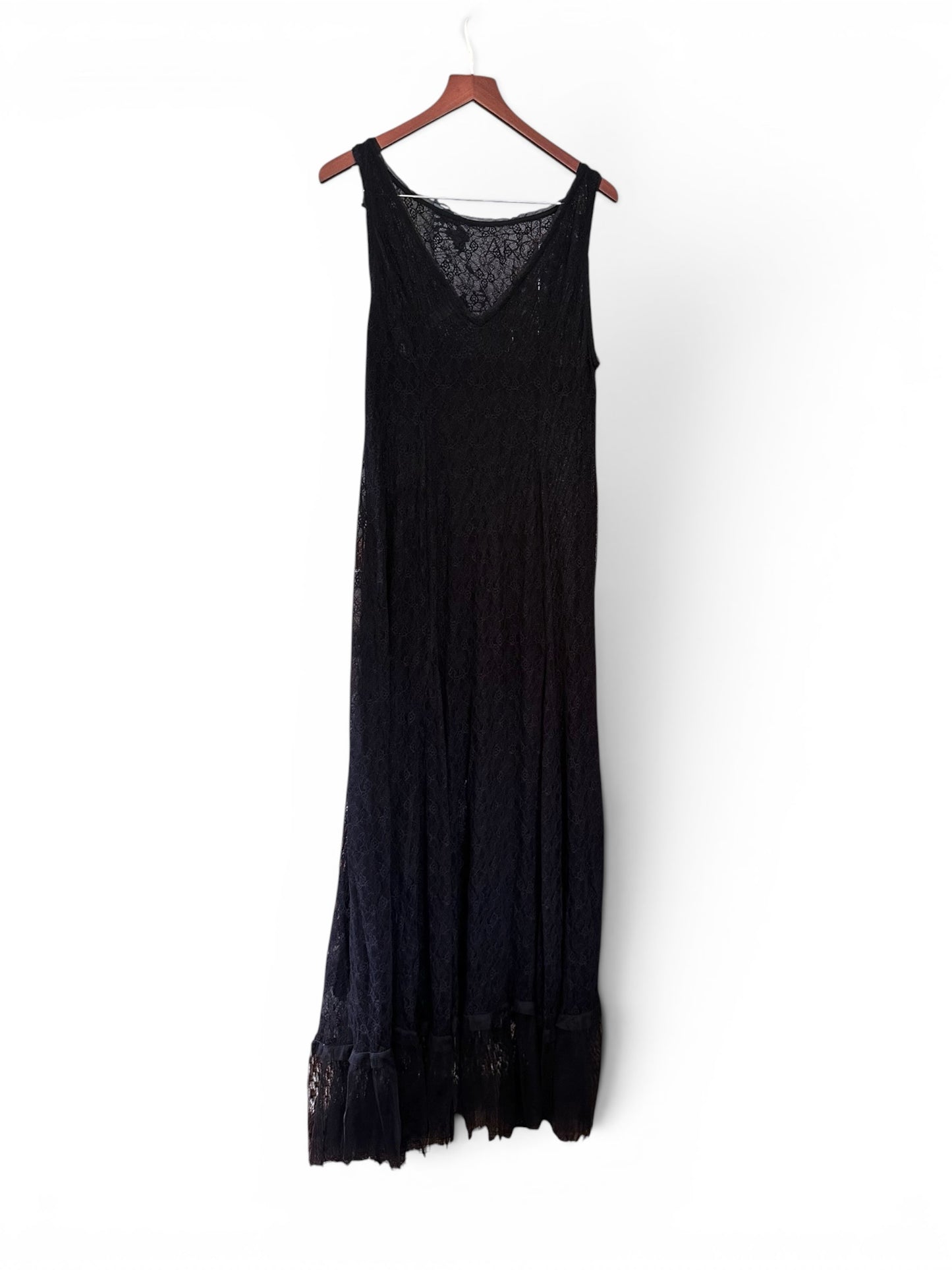 Urban Outfitters Like A Dream Reversible Sheer Lace Scoop Slip Maxi Dress Black - Size L
