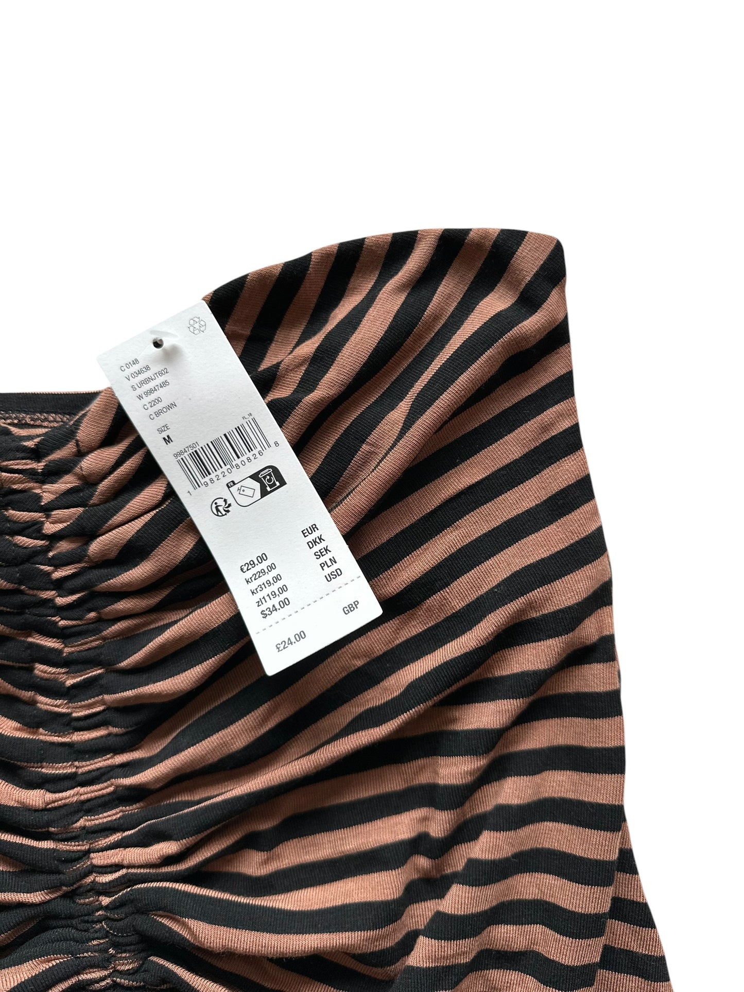 Striped Bandeau Top - Urban Outfitters Off Shoulder Drawstring Crop Shirt Size M