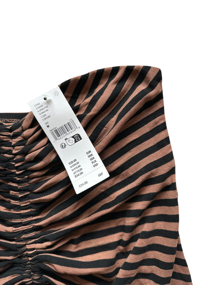 Striped Bandeau Top - Urban Outfitters Off Shoulder Drawstring Crop Shirt Size M