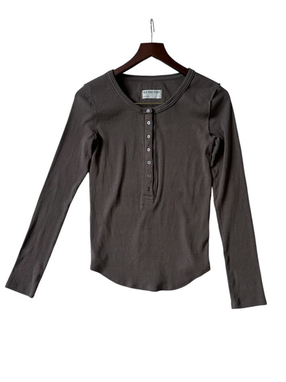 Free People We The Free Jamie Henley Brown Long Sleeved Button Up TShirt - Size S