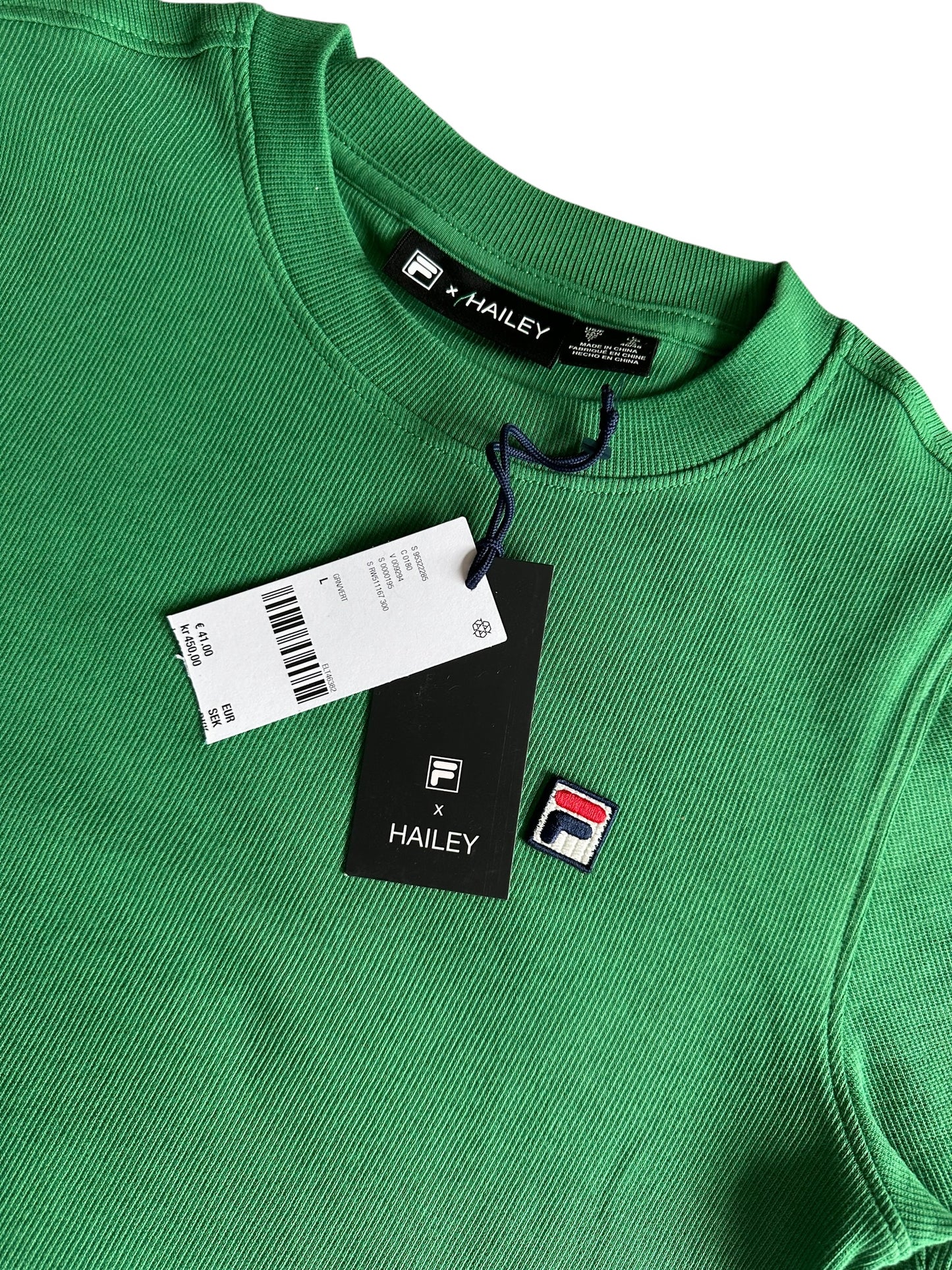 Green Urban Outfitters Fila x Hailey Bieber Crop Top - Size L