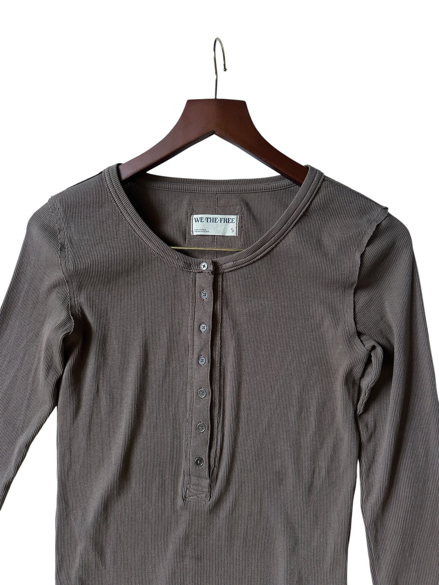 Free People We The Free Jamie Henley Brown Long Sleeved Button Up TShirt - Size S