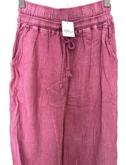 Free People Linen Daphne Maxi Skirt with Double Waistband Pink Rose XS