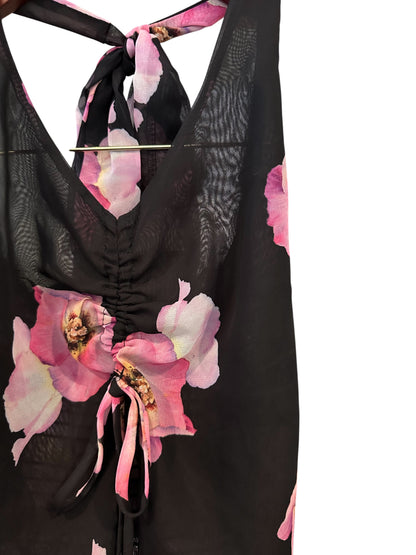 Urban Outfitters Silence + Noise Black Adriana Floral Ruched Halter Top Size XS