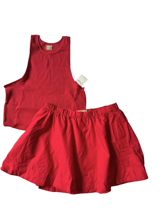 Free People Red Summer Co-Ord Set Mini Skirt Tank - Size M