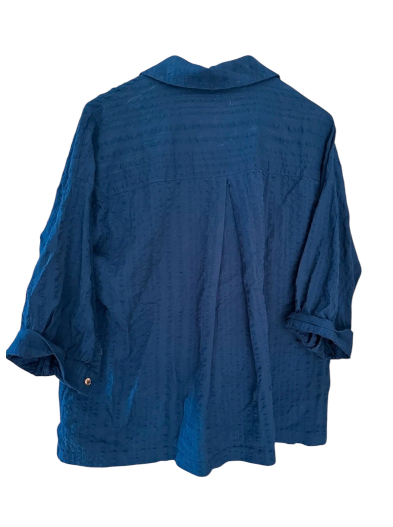Free People Just Like Me Seersucker Shirt - Navy - Size XS