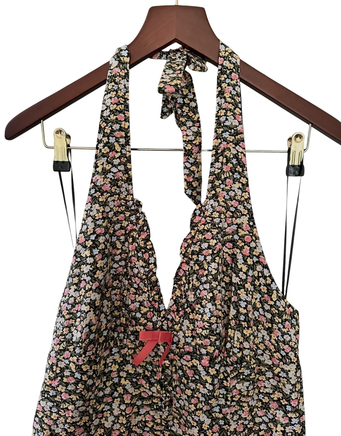 Urban Outfitters Kimchi Blue Charlie Black Floral Halterneck Backless Mini Dress - Size S