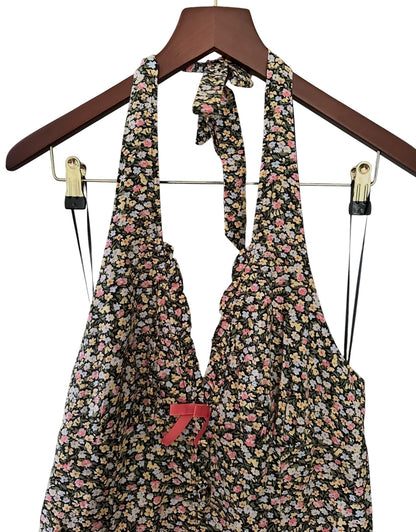 Urban Outfitters Kimchi Blue Charlie Black Floral Halterneck Backless Mini Dress - Size S