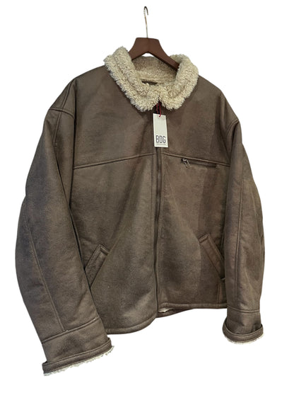 Urban Outfitters Brown Faux Shearling Borg Aviator Jacket  - Size L RRP 89