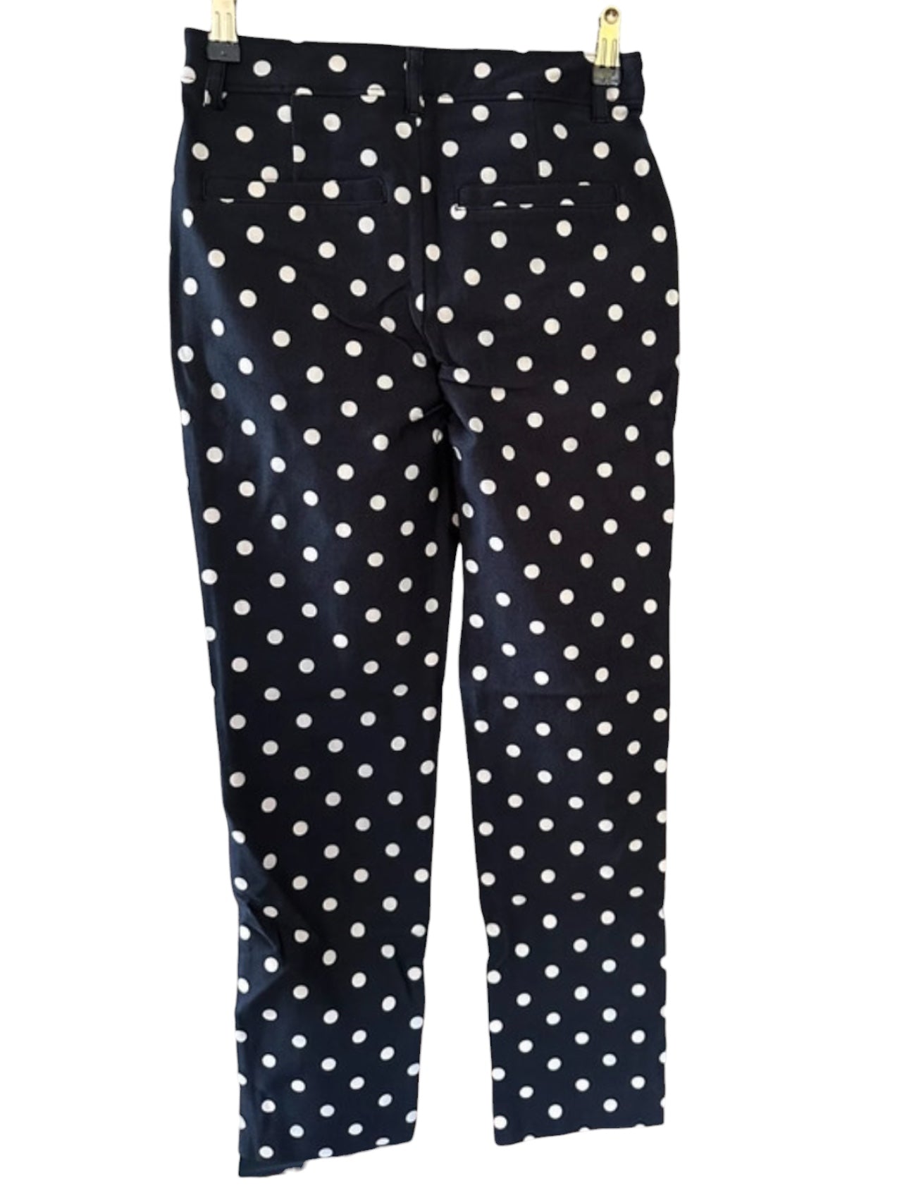 Free People Molly Dolka Dot Printed Slim Mid Waist Trousers - US 2 UK 6 - Black White - RRP 88