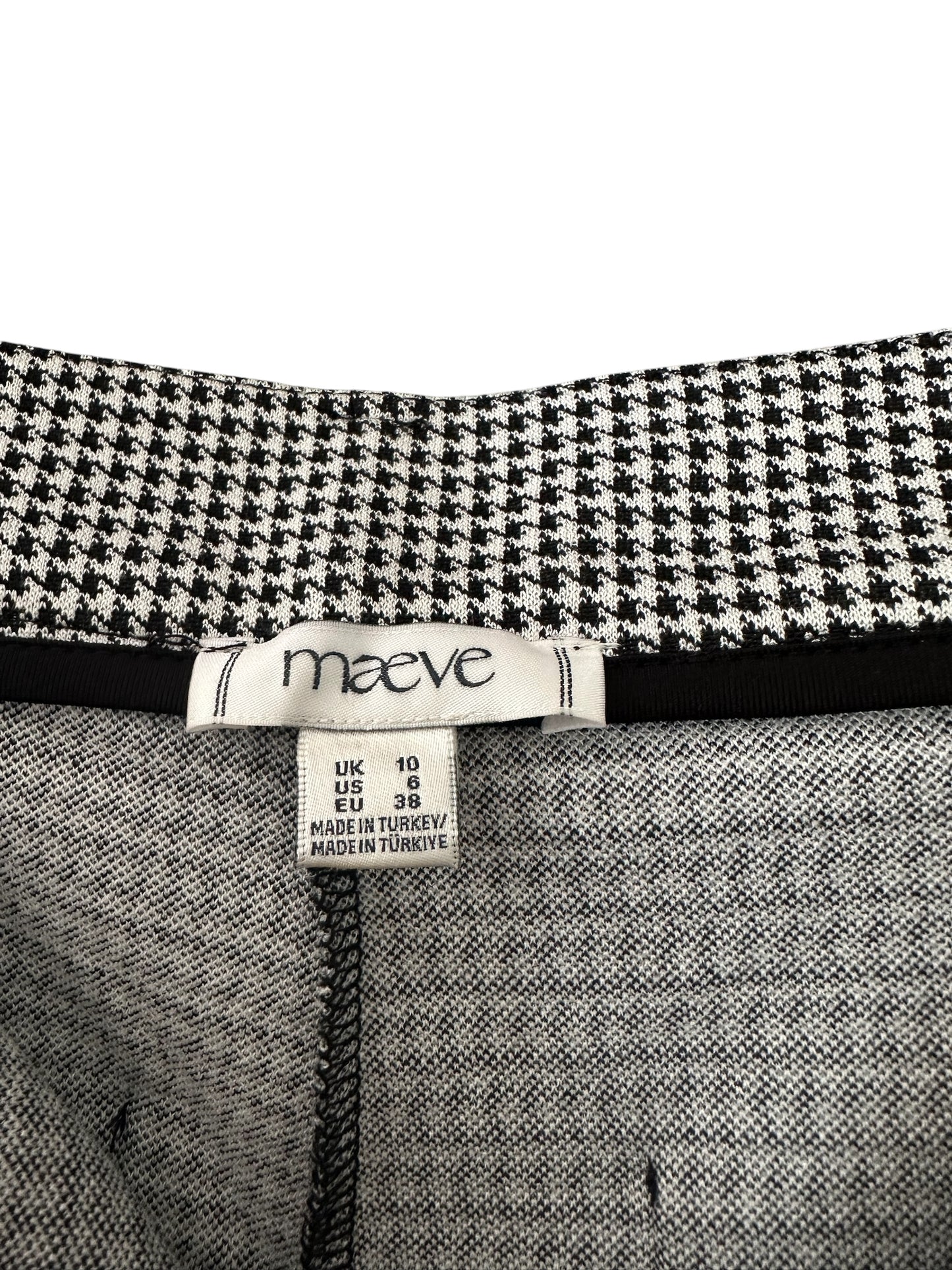 Anthropologie Maeve Black White Jude Houndstooth Print Trousers - UK 10