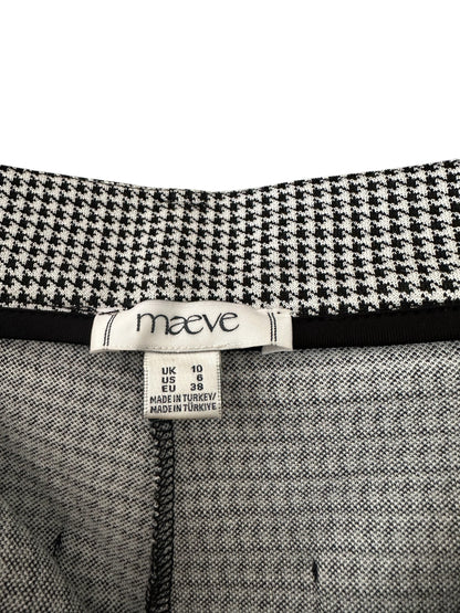 Anthropologie Maeve Black White Jude Houndstooth Print Trousers - UK 10