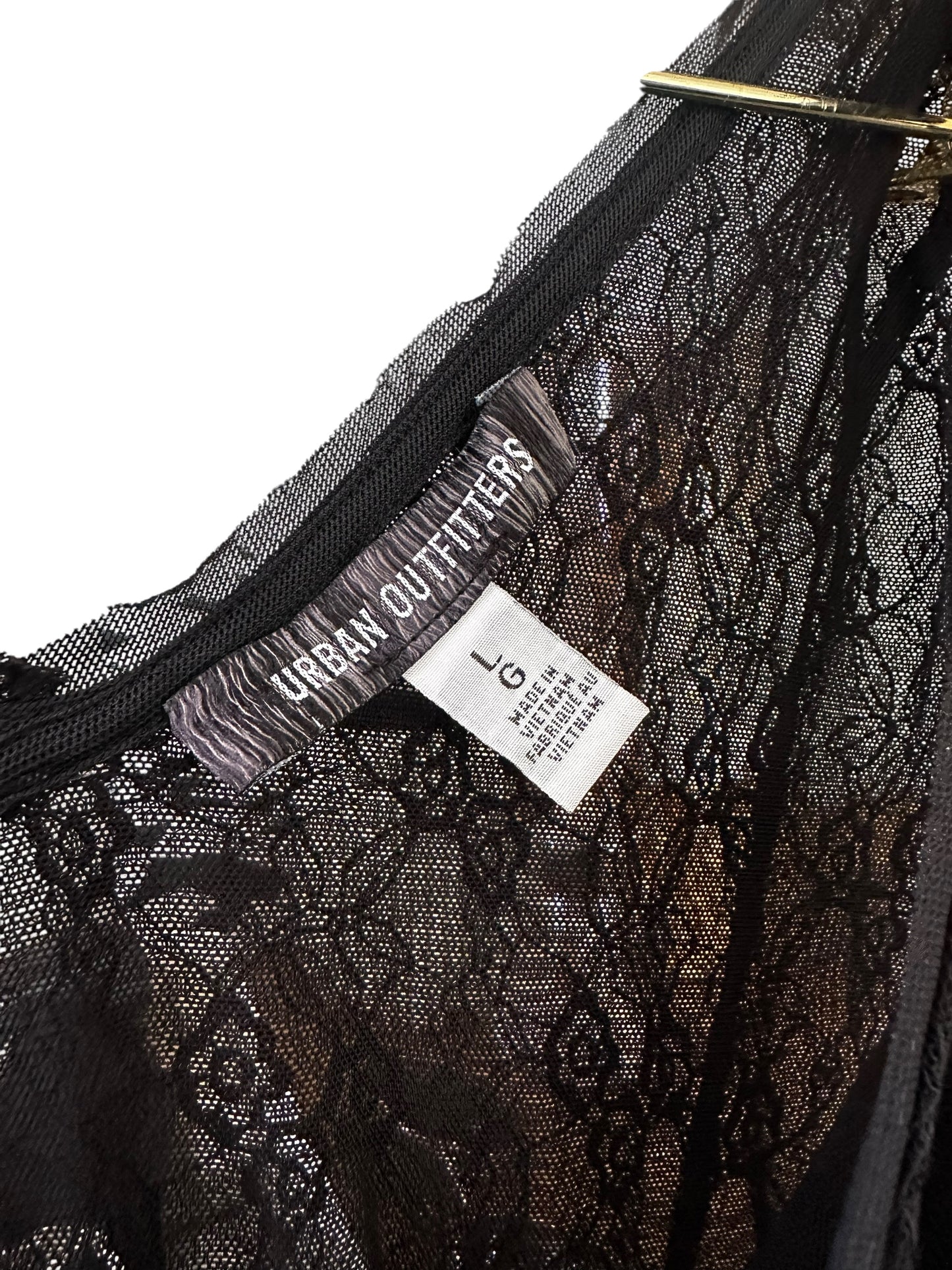 Urban Outfitters Like A Dream Reversible Sheer Lace Scoop Slip Maxi Dress Black - Size L