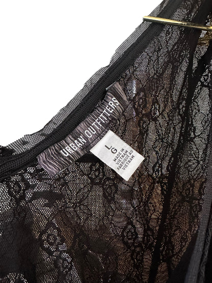 Urban Outfitters Like A Dream Reversible Sheer Lace Scoop Slip Maxi Dress Black - Size L