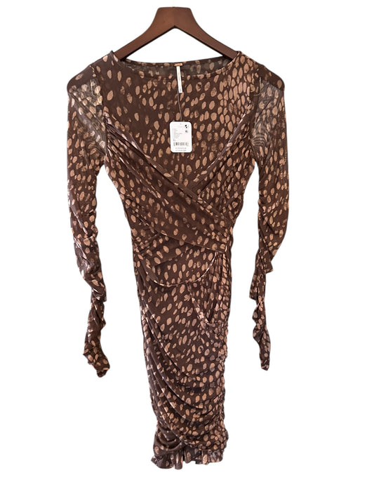 Free People Katana Bodycon Mini Dress Brown Print Combo - Size XS - RRP 118