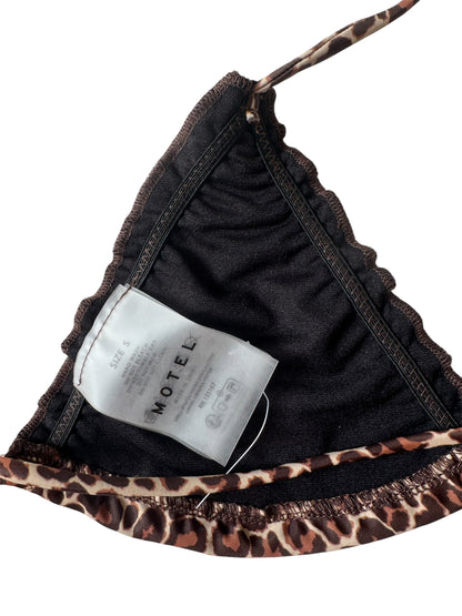 Motel Rocks Pumyla Leopard Animal Print Bikini Top - Size Small