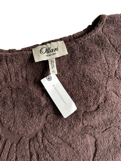 Anthropologie Brown Cropped Ollari Terry Textured Towelling Poncho Top - One Size (uk 8/10) RRP 82