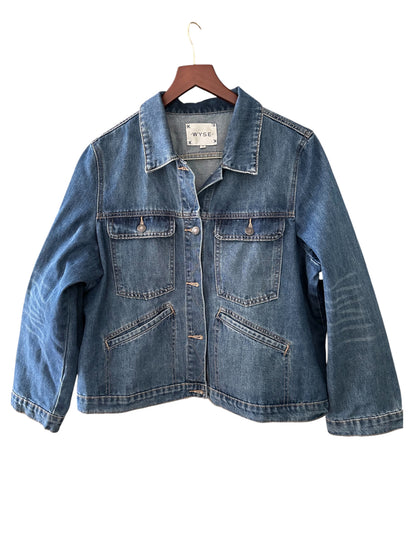 Wyse Oversized 100% Cotton Blue Denim Jacket - UK 6