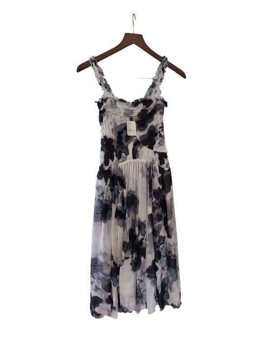 Free People Tessa Smocked Midi Dress Ivory / Black - Size XS - RRP 158