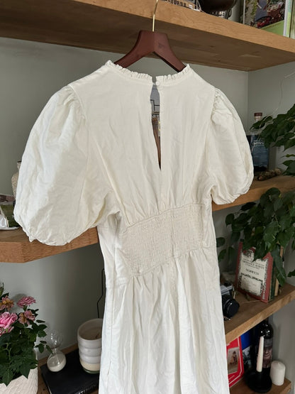 Anthropologie Maeve Short-Sleeve Linen Corset A-Line Midi Dress - Size M - RRP 158