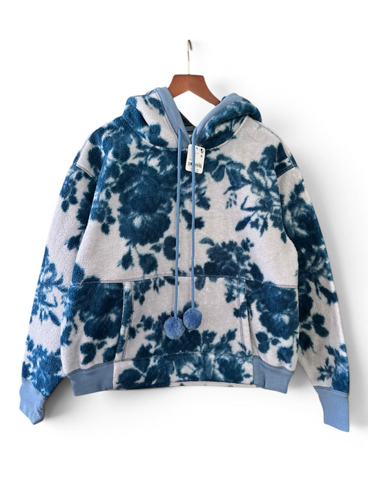 Free People With Love Sweatshirt Blue White Floral - Size XS RRP 118