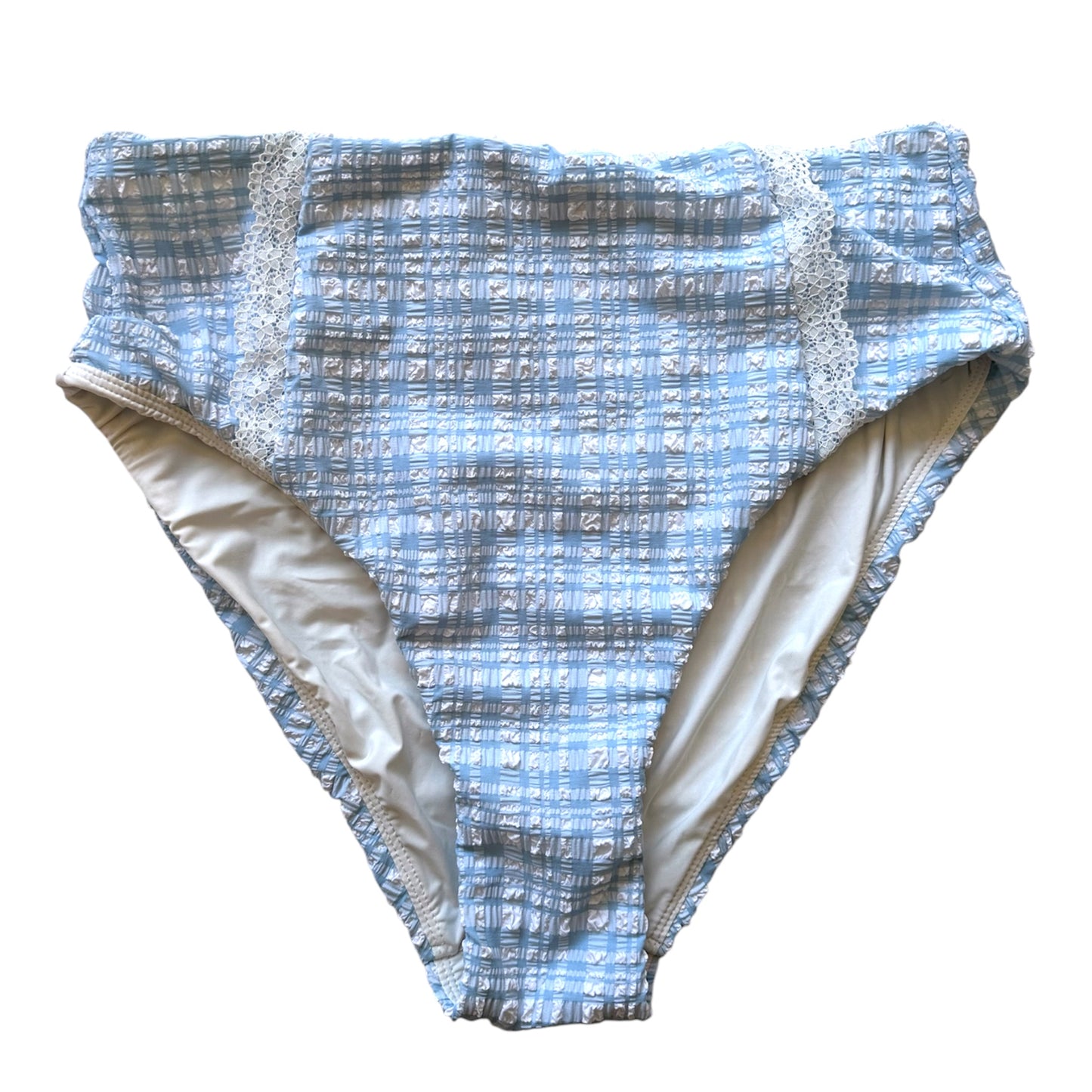Anthropologie Celandine Pippa Trimmed High-Waist Blue White Bikini Bottoms - Size S