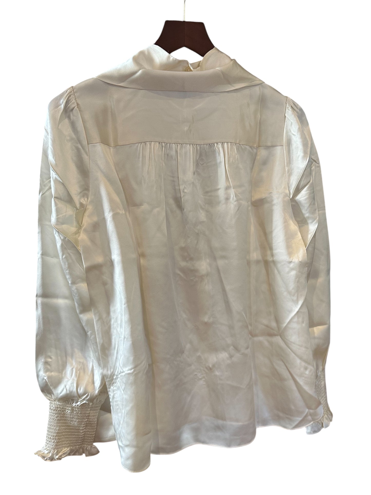 Me & Em Straight Blouse + Tie Light Cream - 100% Silk Satin - UK 10 RRP 250