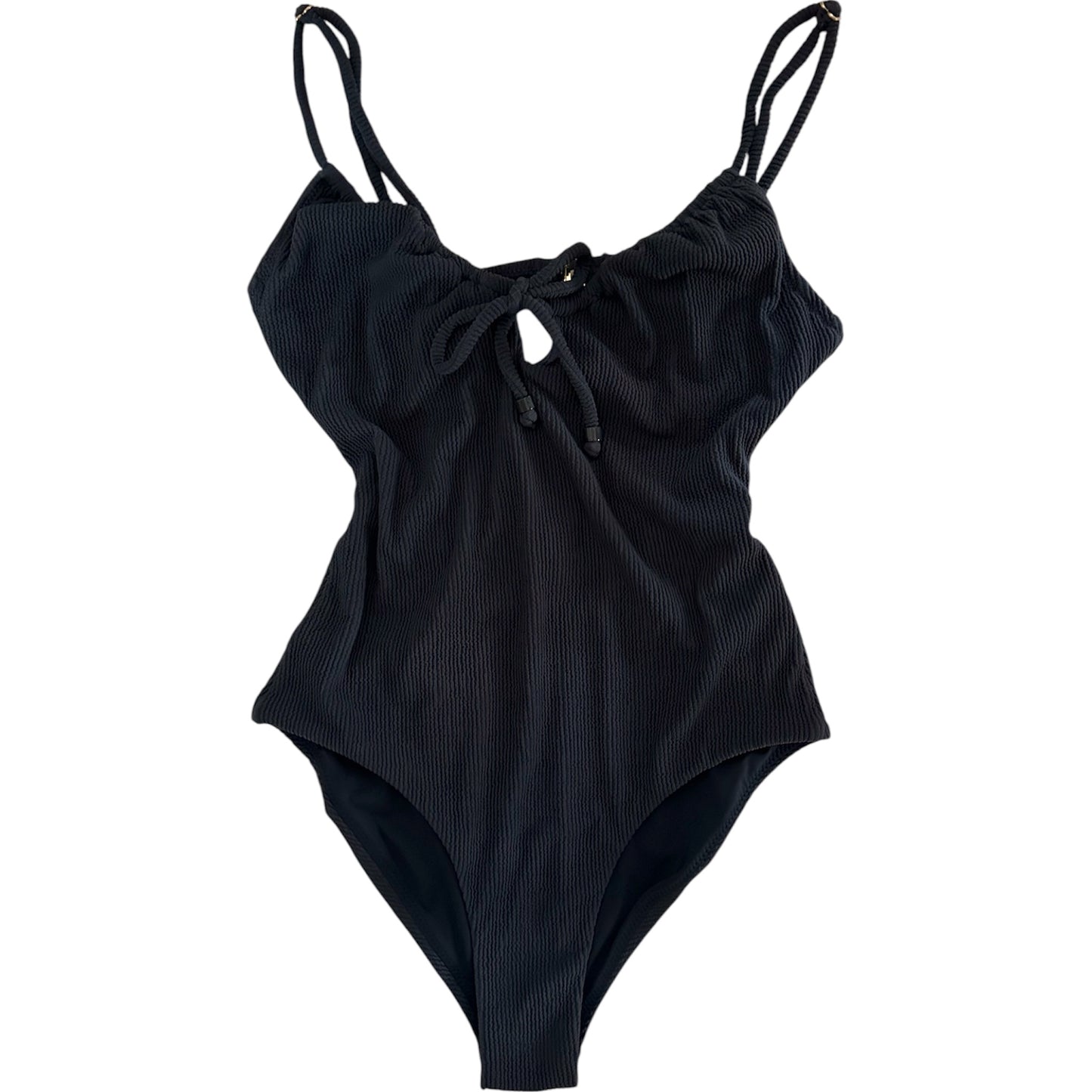 Free People Rhythm Navy Isla Ribbed Tie Front One Piece - Size M (UK 10)