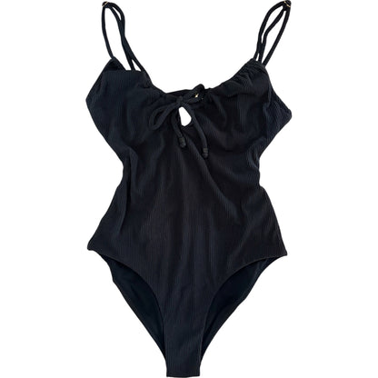 Free People Rhythm Navy Isla Ribbed Tie Front One Piece - Size M (UK 10)