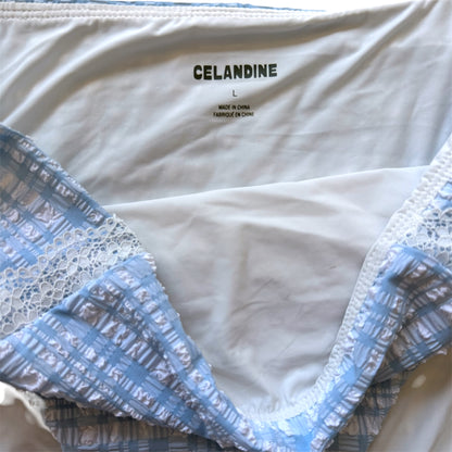 Anthropologie Celandine Pippa Trimmed High-Waist Blue White Bikini Bottoms - Size S