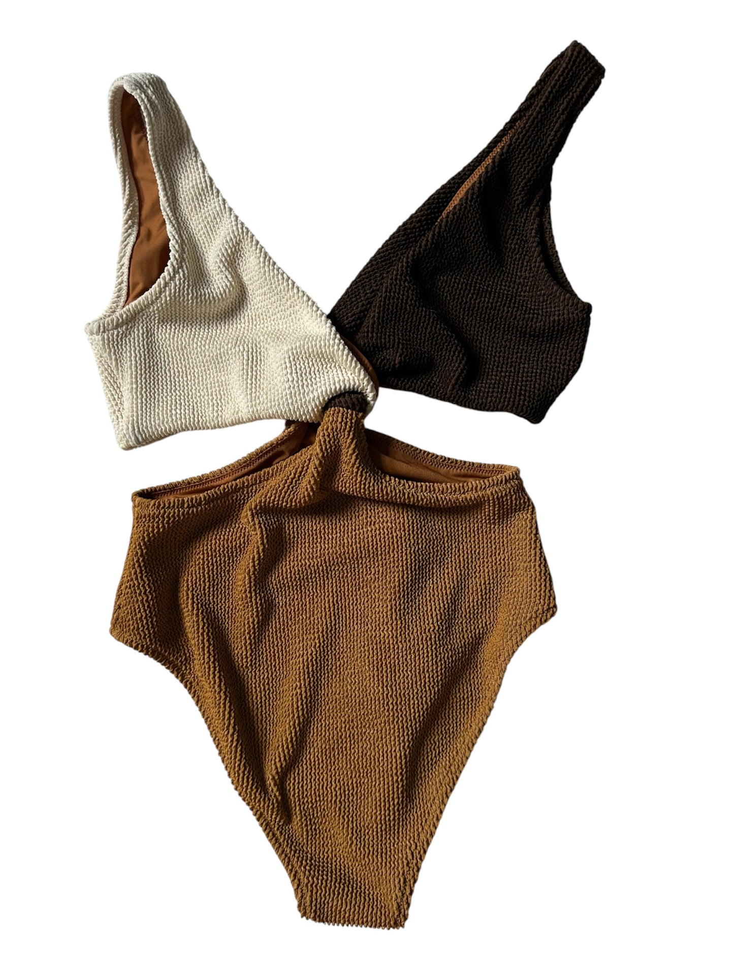 Free people It's Now Cool The Vee Crimp One Piece Swimsuit - Size S Brown