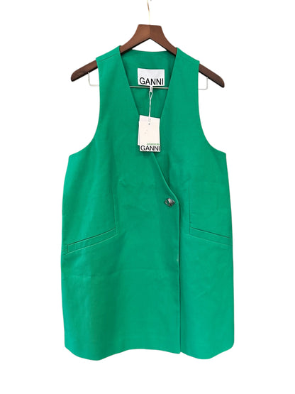 Ganni 100% Organic Cotton Bright Green Vest  - Size 42 UK 14 RRP 375