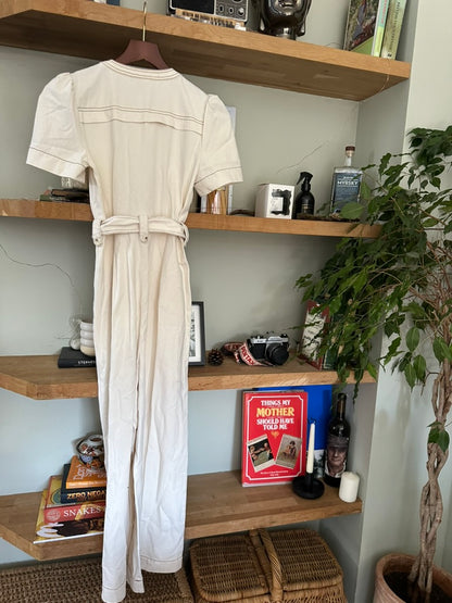 Whistles Alana Denim Jumpsuit, Ivory - EU 34 UK 6 RRP 149